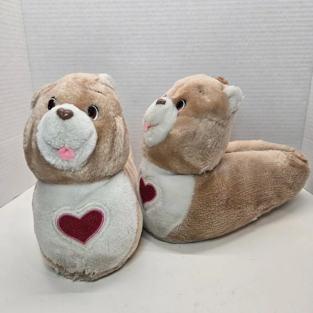 Vtg 80s Tenderheart Bear Care Bear Slippers House Shoes 1984 Size‎ 2-3